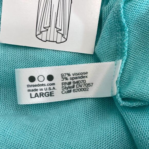 Three Dots Versatile Lightweight Cardigan Sweater L Wear Long or Short Aqua $125 - Picture 10 of 11